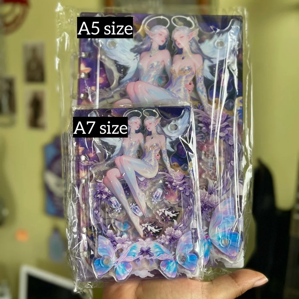 NEW Acrylic Binder Notebook Journal Zodiac Wicca Goth Princess Diary A7 Shaker